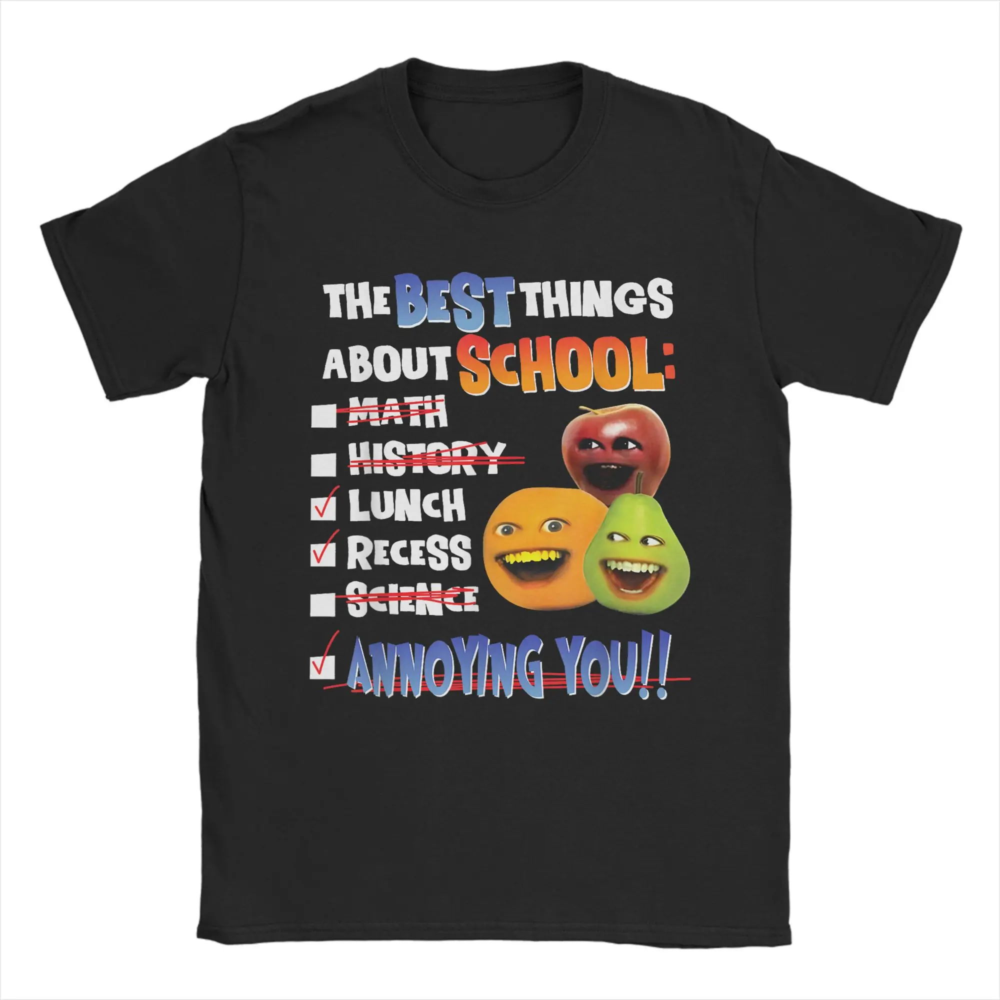 The Best Things About School Math History Lunch Recess Cotton T-Shirt For Men's Summer Funny Annoying Orange Tee Shirt Clothes