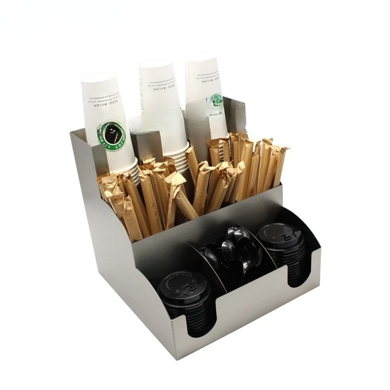 

Stainless steel multi-functional storage rack, anti-fingerprint simple bar storage three-layer nine-grid coffee shop box