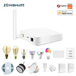 ZemiSmart Zigbee Hub Bridge Work with HomeKit Smart Linkage Tuya Zigbee Light Bulb Wall Switch Siri Homepod Voice Control