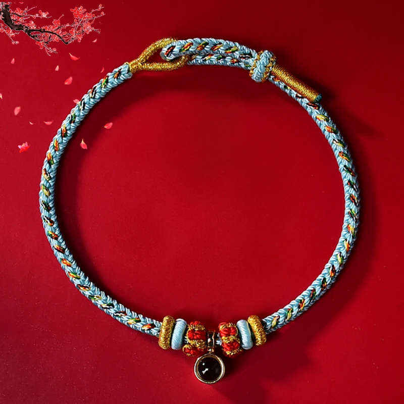 DIY Hand Woven Zodiac Year Red Rope Adjustable Bracelet Retro Zodiac Projection Shurangama Mantra Six Character Mantra Hand Rope