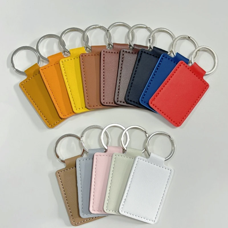 

Laser Engrave Name Leather Keychain for Men Women Vintage Custom Car Logo Key Chain Pendant Personalize Number Rectangle Keyring