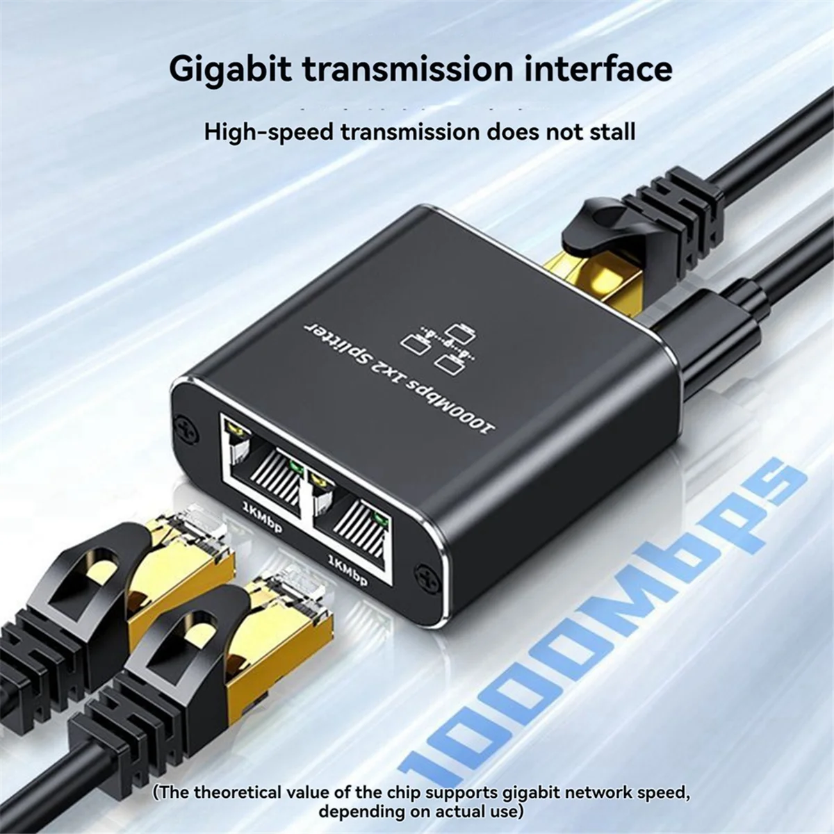 1 in 2 Out Gigabit Ethernet Splitter 1000Mbps High Speed RJ45 Network Extension Cable Connector Cat5/5e/6/7/8 Splitte