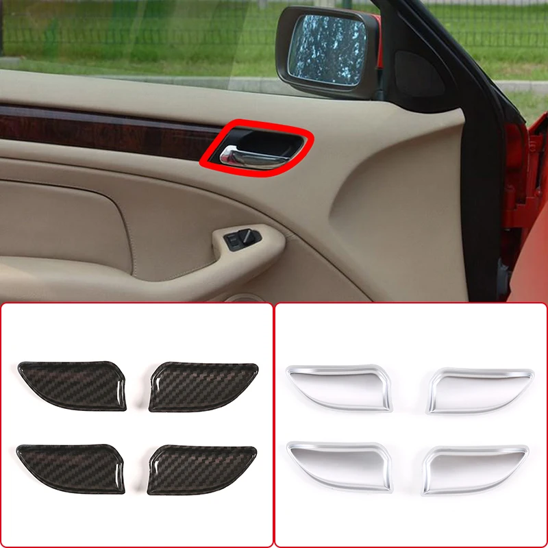 

For BMW 3 Series E46 1998-2004 ABS Carbon Fiber Car Interior Door Handle Bowl Trim Cover Stickers Auto Accessories