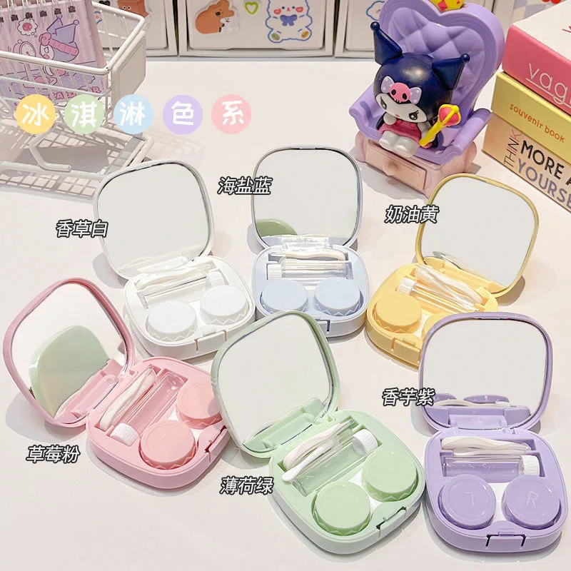 Chiikawa Contact Lens Box Cute Ins Cartoon Hachiware Usaqi Companion Box Care Box Multifunction Mirror Tool Portable Girl Gift