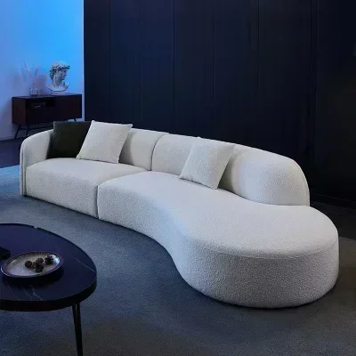 Nordic minimalist modern light luxury wool and velvet combination living room sofa villa size apartment living room decoration