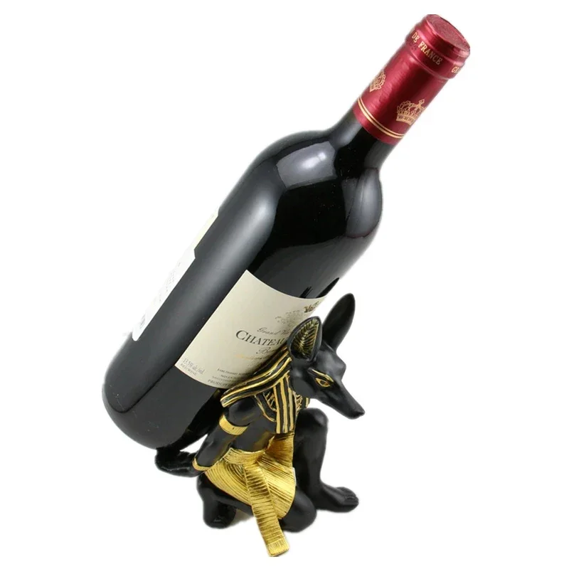 Resin Wine Rack Home Decor 7'' Anubis Wine Stand Figurines Egypt Dog God Sculpture Statue Decoration Living Room Table Crafts