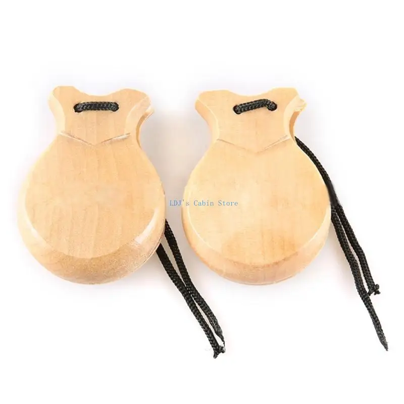 

XXFC 2Pcs Traditional Castanet Spanish Castanets Flamenco Dance Castanets with String Hand Clapper Orff Music Instrument