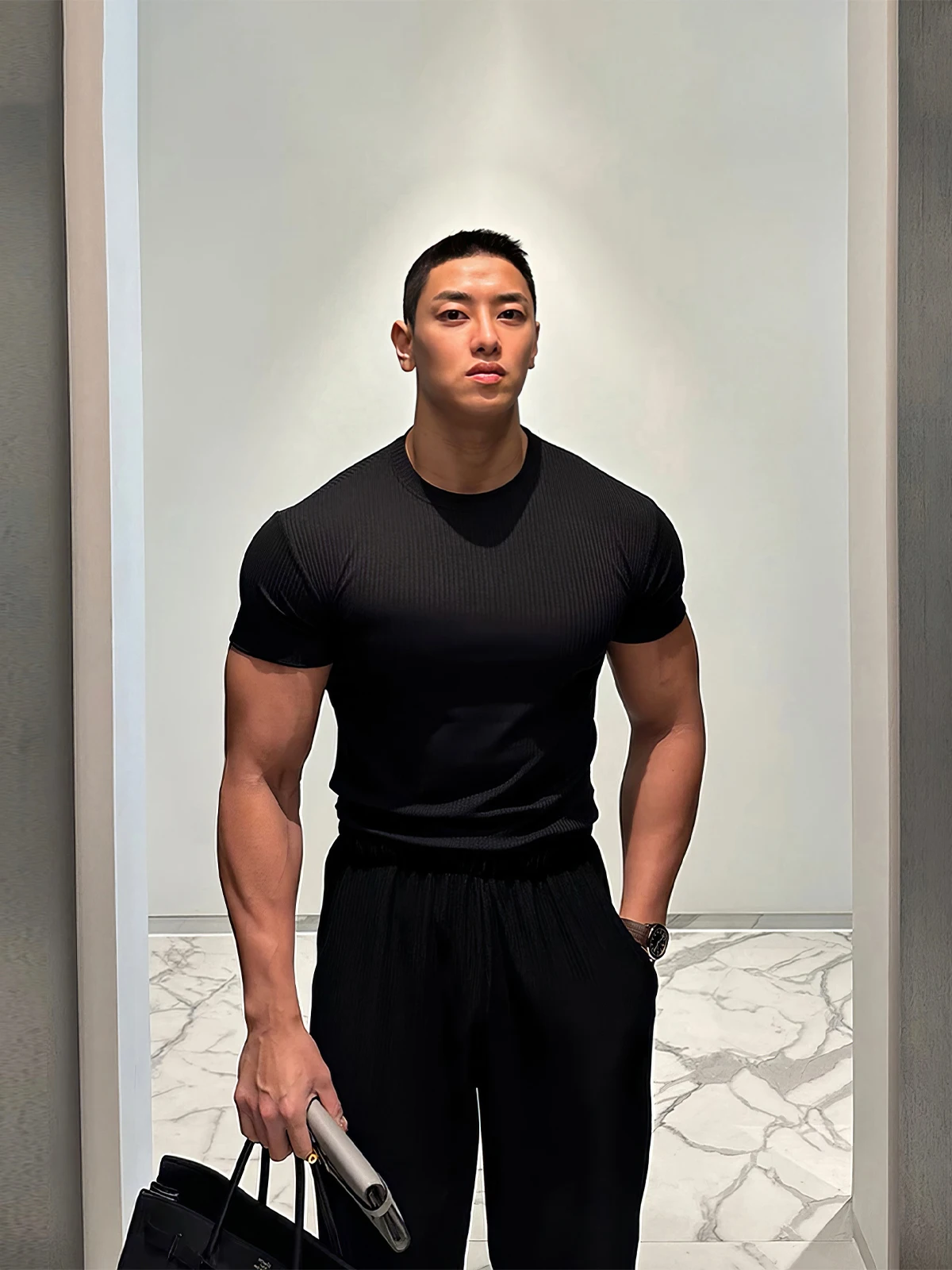 

Мужская летняя футболка Slim Fit с коротким рукавом, трикотажная, эластичная, дышащая, с круглым вырезом, для спорта и повседневной носки