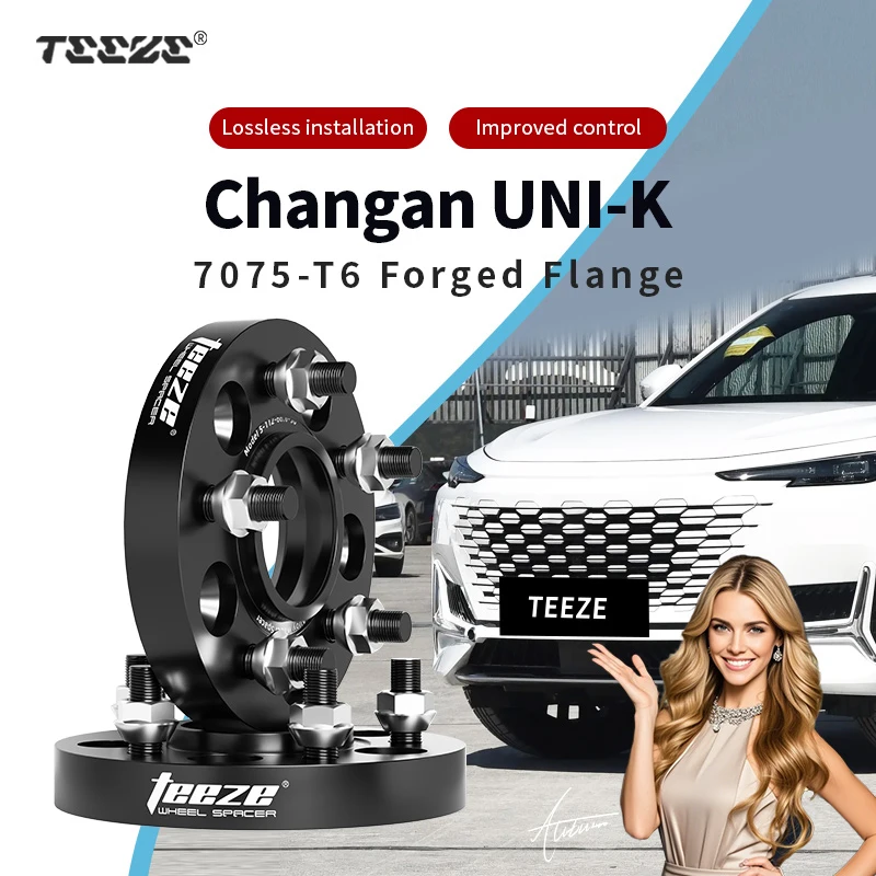 

Teeze 2/4pcs 5x114.3 CB 60.1mm M12x1.5 Hub Centric Black Forged wheel spacer For Changan UNI-K Flange Plate 15/20/25/30/35mm