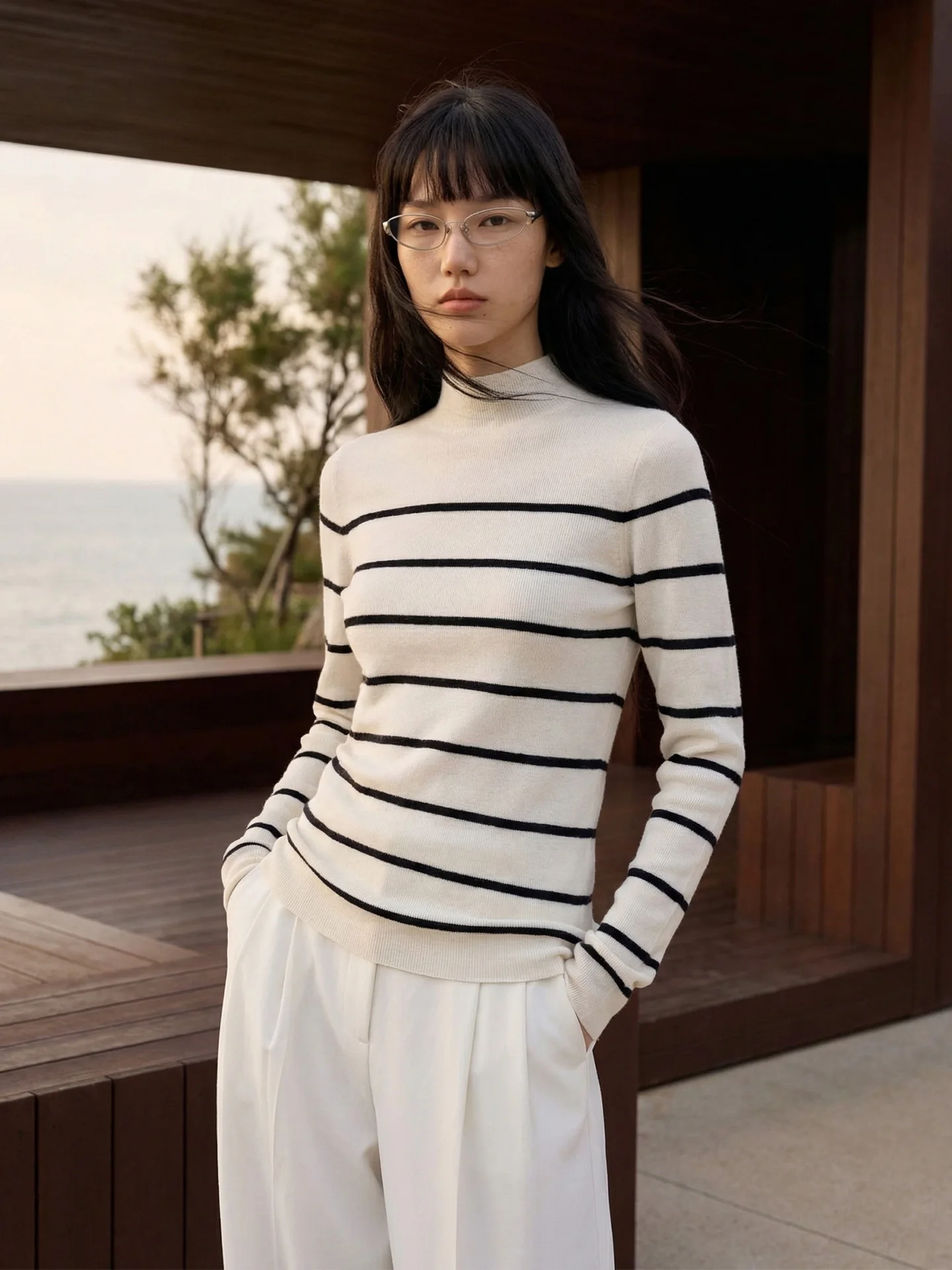 

Spring Woolen Knitted High Collar Long Sve Base Layer Top Slimming Inner Wear Commuter Sle Soft Wool Blend Knitwear