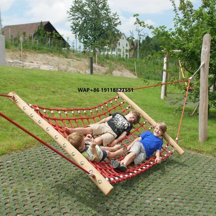High Quality Heavy Duty Outdoor Playground Swing Hammock With Woven Rope Net Bed for Kid Children Beach Hanging Double Garden