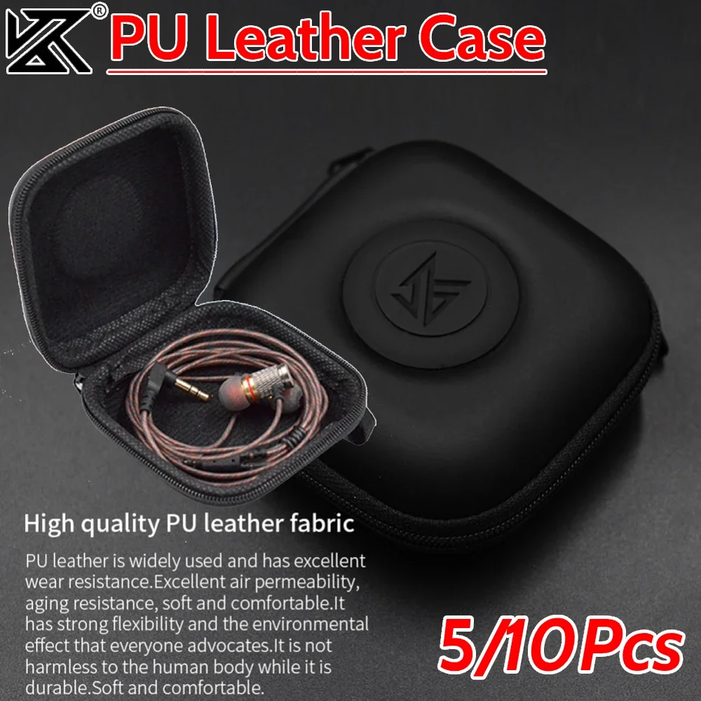 PU Case Bag Carrying Case Pressure Shock Absorption Protable Case with Lanyard Headphones Box Bag Travel Small Pocket for KZ IEM