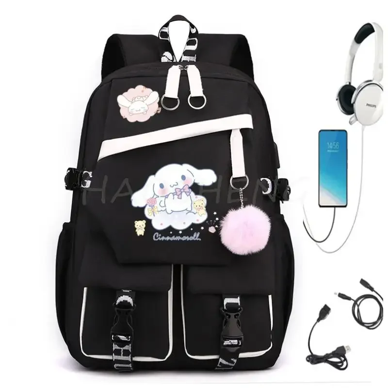リュックサック 可愛い クロミ メロディ ティーンズ 女性 男性 大容量 カレッジ スクールバッグ ノートパソコン 旅行 ラップトップ コンピューター バックパック USB付き