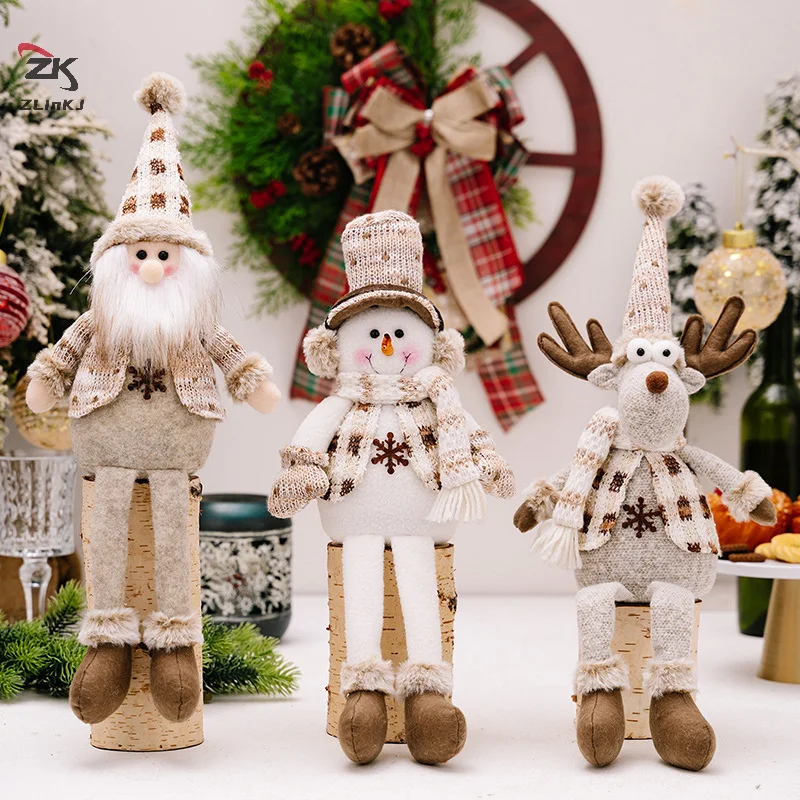 Christmas Doll Ornaments Nordic Style Santa Claus Snowman Elk Doll With Hanging Leg Merry Christmas Decorations For Home