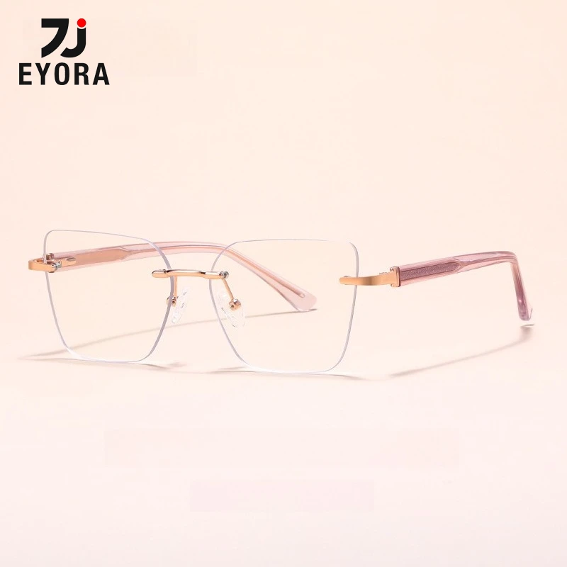 

EYORA модные женские очки для чтения без оправы «кошачий глаз» с защитой от синего света, близорукость и дальнозоркость, фотохромные линзы для очков по рецепту