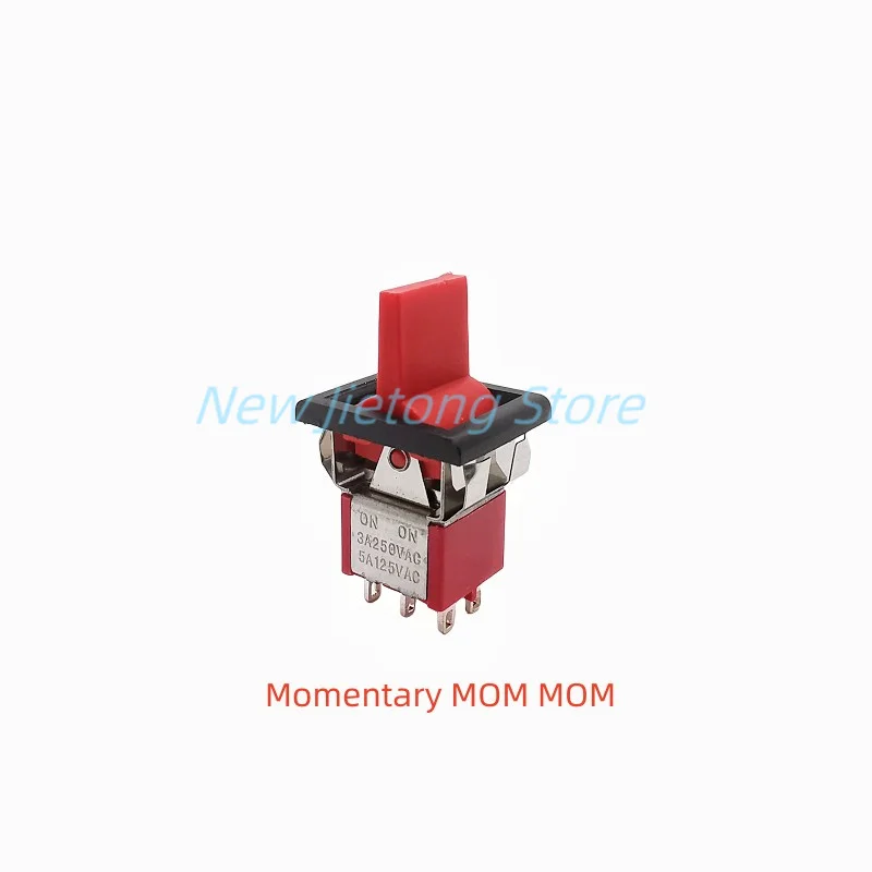 5pcs Rocker Switch Momentary MOM MOM Locking ON-OFF-ON Toggle Switch DPDT 2/3 Position Square Snap-in Panel Mount 5A125V 2A250