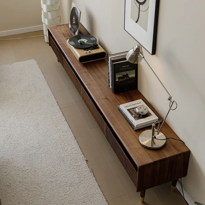 North American black walnut TV cabinet Solid wood audio-visual  Living room combination  Tall TV