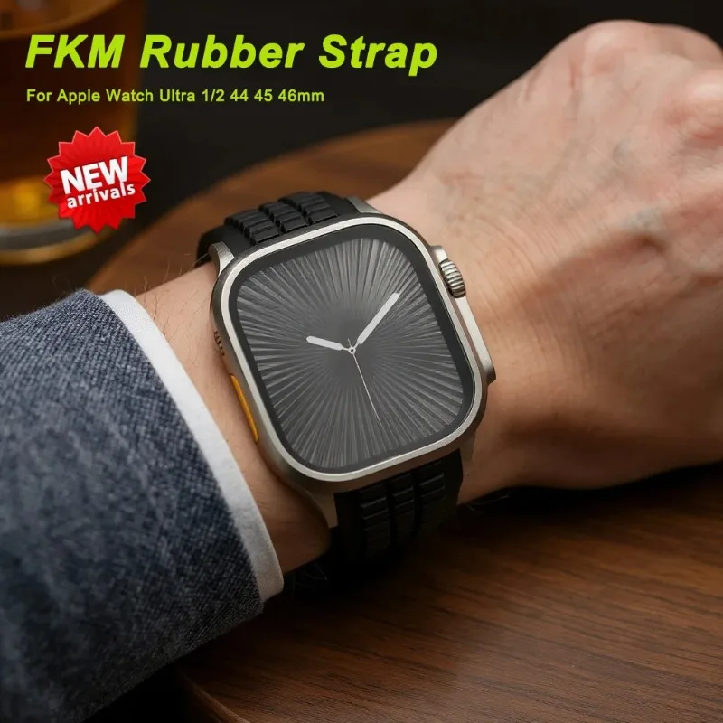 

Silicone Band for Apple Watch Ultra 2 49mm Strap Men Sport Bracelet for Iwatch 10 9 8 7 6 5 4 Se 46mm 45mm 44mm Correa Watchband