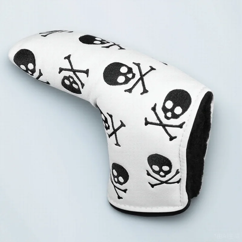 

1Pcs Golf Putter Cover PU Waterproof Material Heavy Duty Protection with Skull Embroidery Thickened Soft Lining Vibration