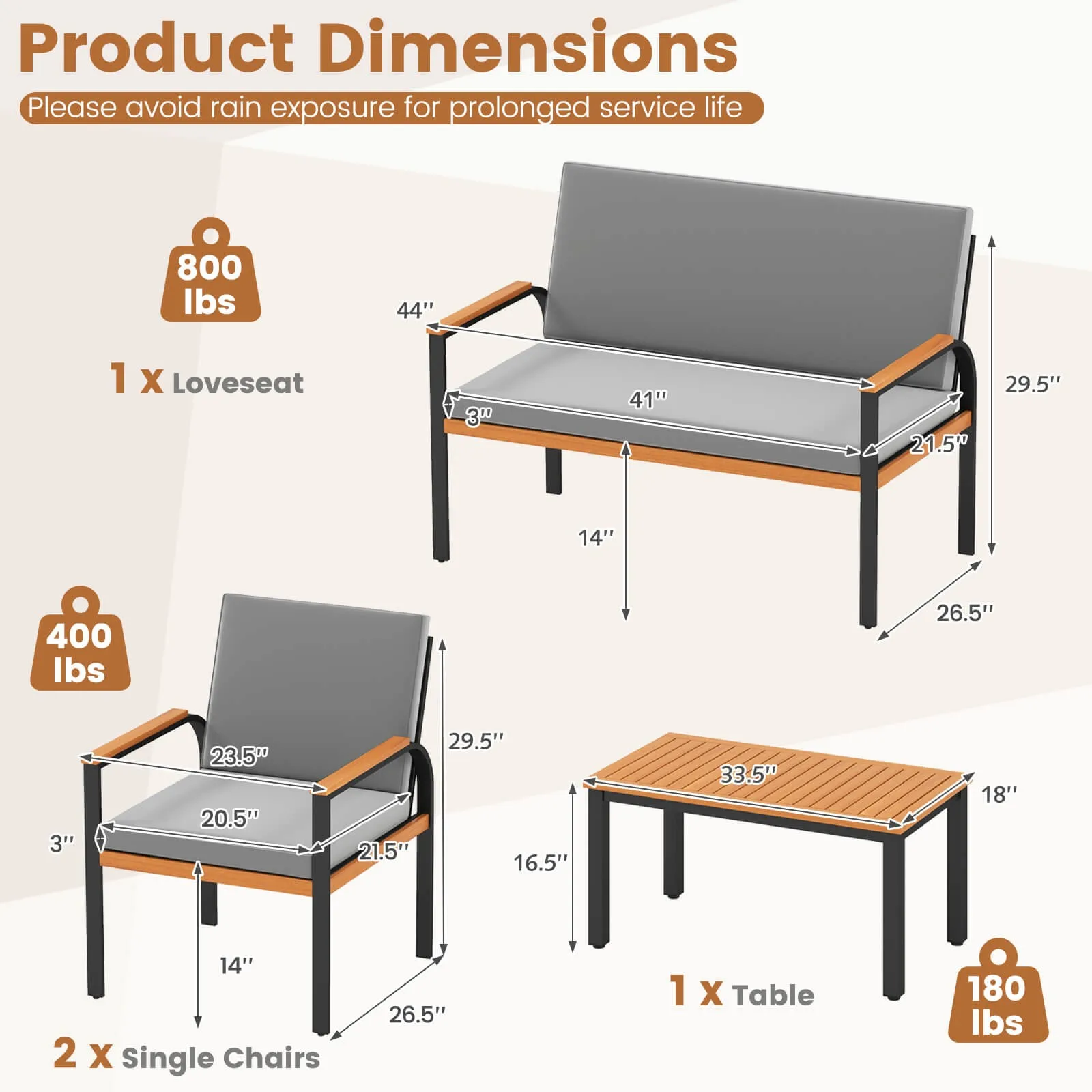 Комплект мебели для патио из 8 предметов с журнальным столиком, двухместным сиденьем и 4 одинарными стульями для крыльца