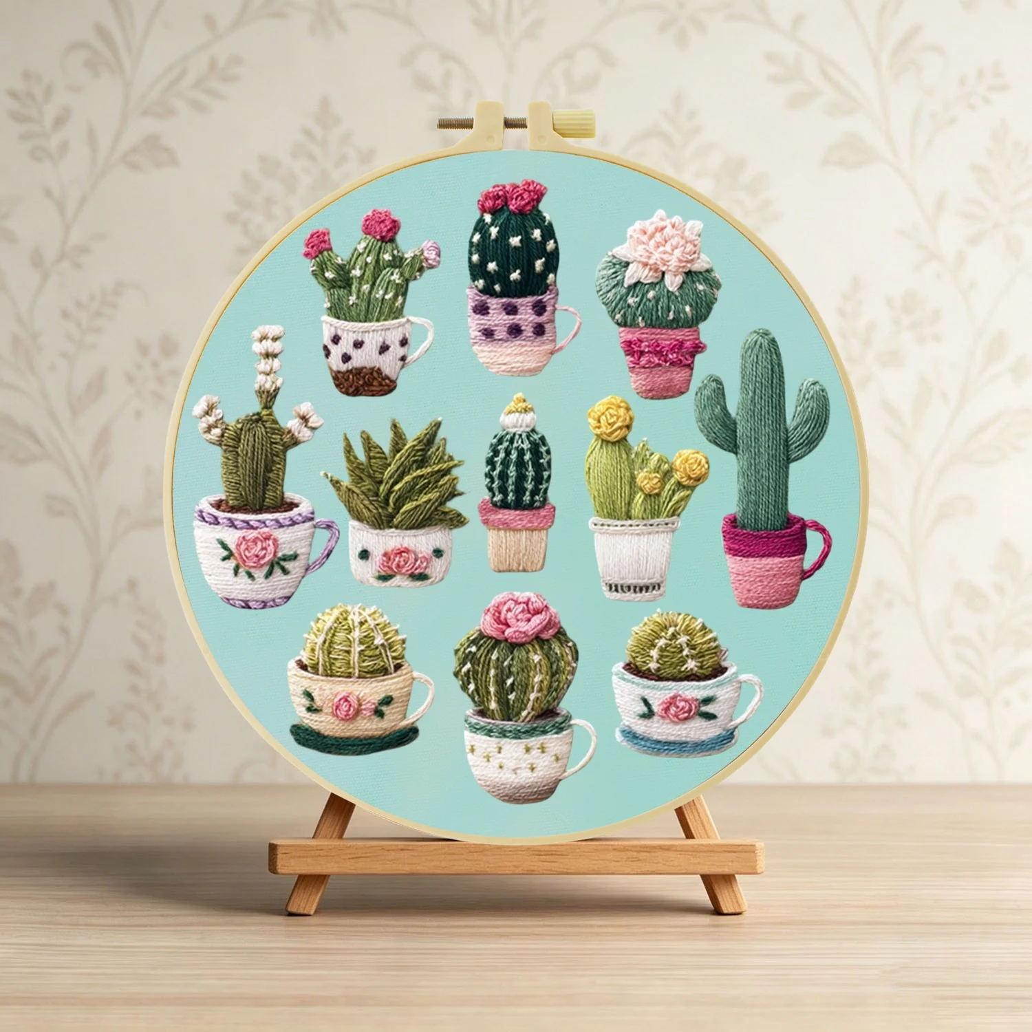 1 Stück DIY Stickerei-Material-Set für Anfänger, Stickerei-Starter-Kit, Kreuzstich-Kunst als Geschenk, Näh- und Bastelzubehör – Detail 4