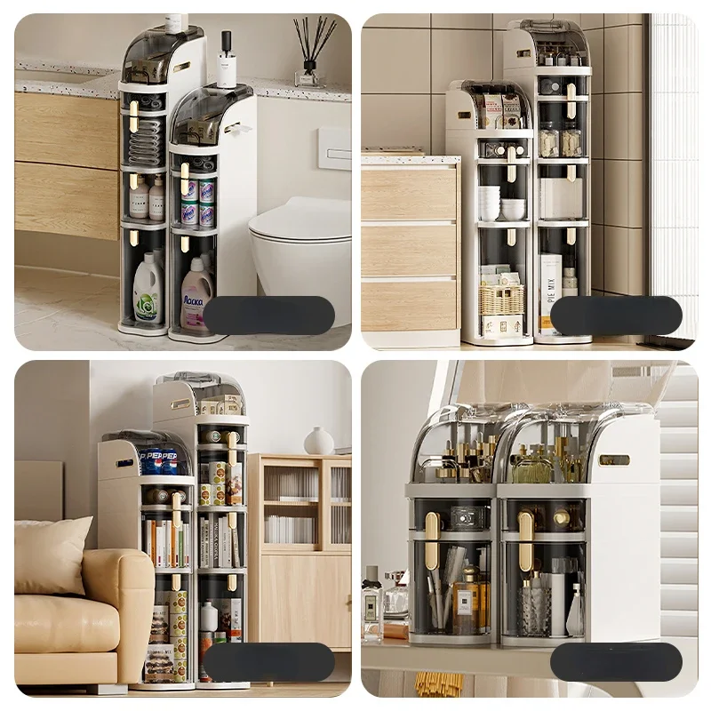 Kitchen Plastic Storage Rack 18cm Narrow Cabinet Storage Shelf Drawers Closet Bathroom Organizer with Transparent cover