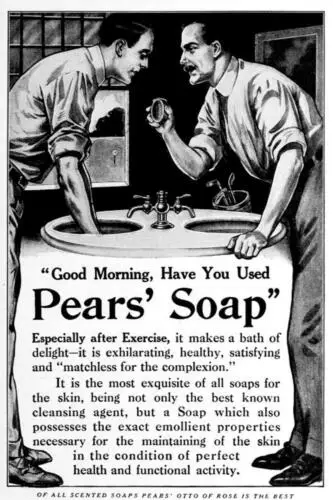 男性、金属製の歯状、ヴィンテージルック、バスルーム用のレトロなスタイルのペアーズソープの看板