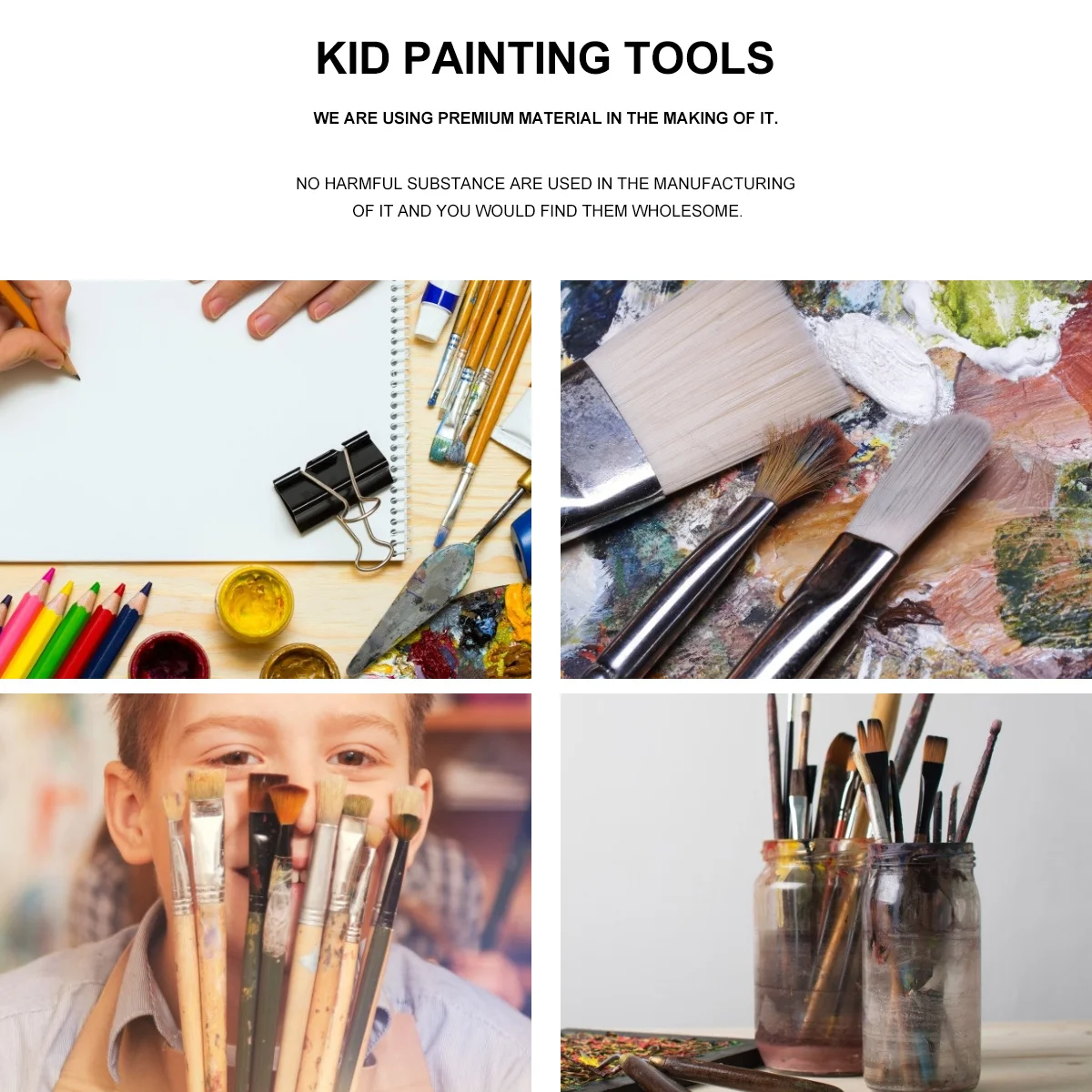 1Set Malwerkzeuge Sichere, ungiftige, langlebige Farbbecher Tablett Malwerkzeug-Set Pinsel Art Tool Kit