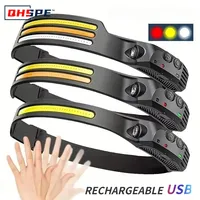 COB Headlamp Powerful Induction LED Sensor Head Torch USB Charging with Battery Flashlight For Fishing Outdoor Riding Camping
