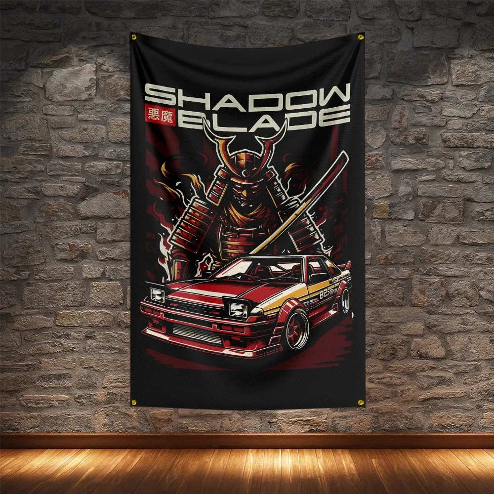 JDM Culture Modified Racing Car Flag Polyester Digital Printing Cars Banner For Decoration