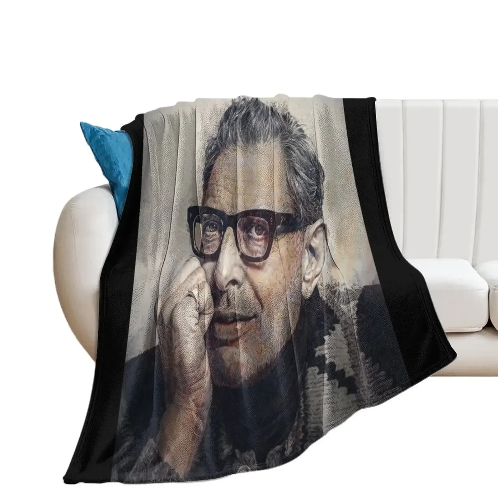 Jeff Goldblum Illustration Throw Blanket Camping cosplay anime Hairys Blankets