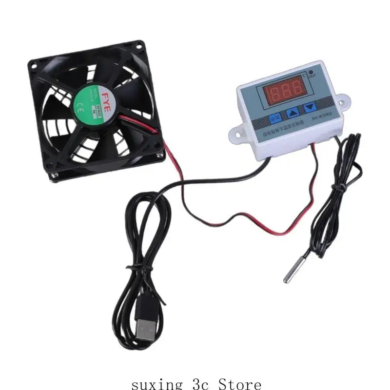 Versatile USB Cabinet Cooling Fan with Temperature Control for Home Theater Plant House MultiSpeed Controller Fan