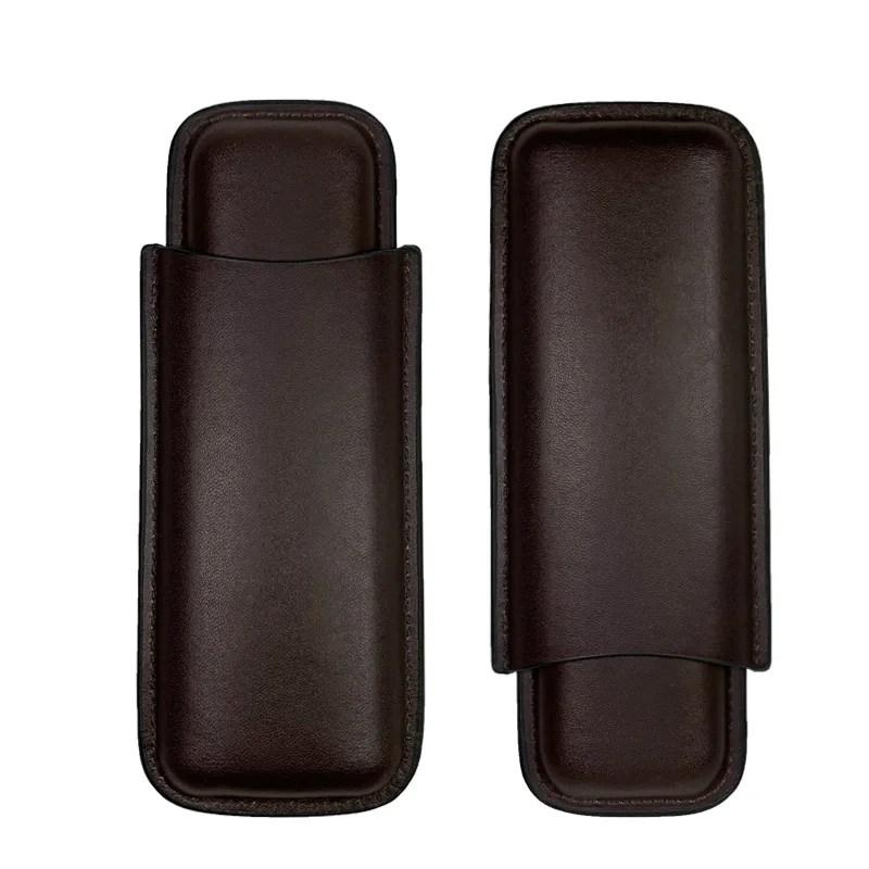 Portable Cigar Case Travel Set Brown Leather Case Cigar Moisturizing Box Cigar Barrel Cigarette Box