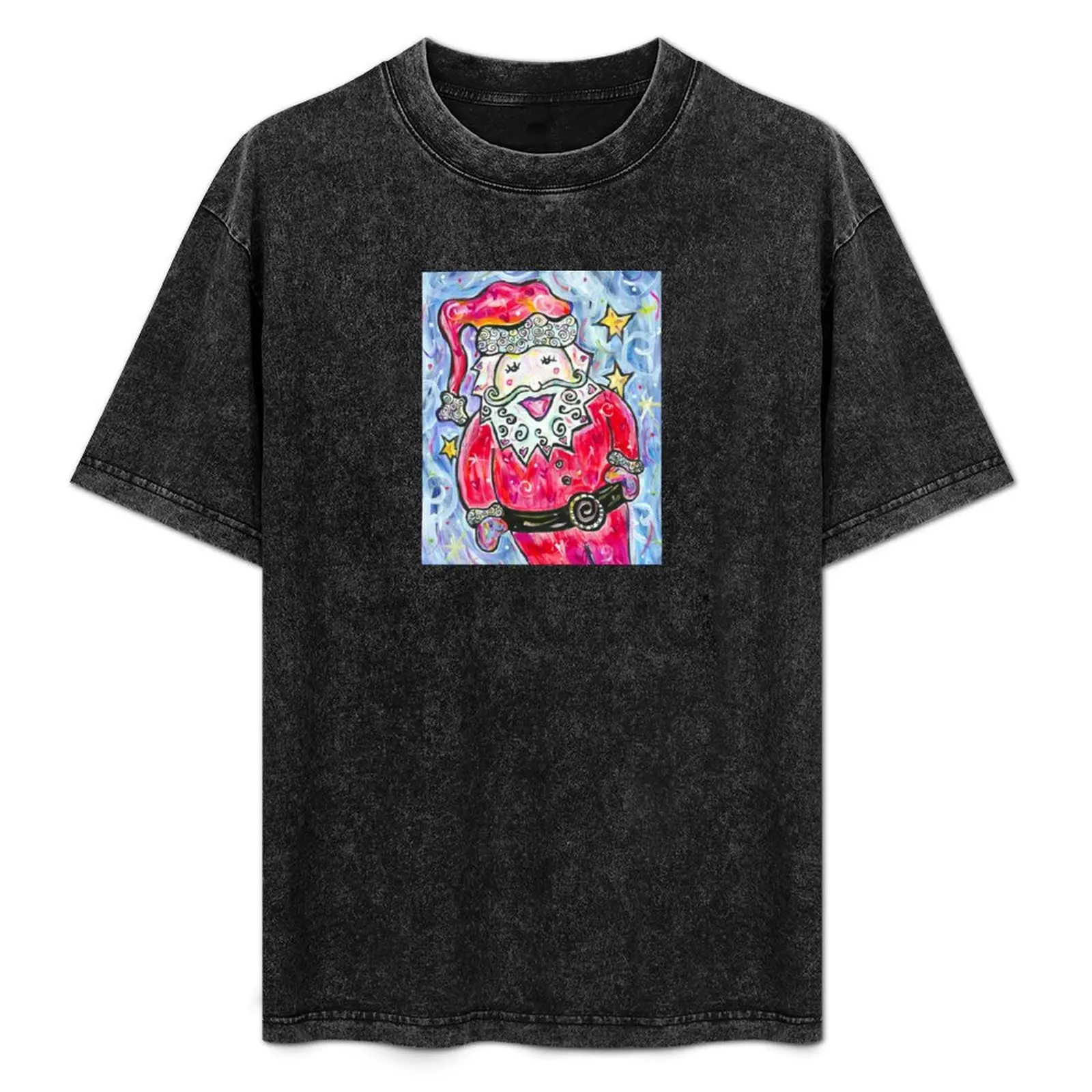

Whimsical Jolly Santa In The Snow T-Shirt Long Lasting Casual T-Shirt