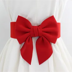 Big Bow Waistband Elastic Wide Stretch Waist Belt Straps For Girls Clothes Accessories Lady Dress Belt Women