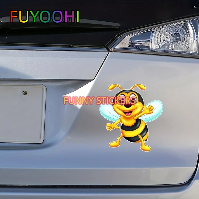 FUYOOHI Cute Bee Vinyl Car Sticker Decal for Car, Truck, Van, SUV, Window,Laptop, Motorcycle - Fun and Adorable Car Accessory