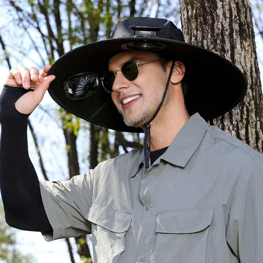 

Technology Fishing Hat Wide-brimmed Hat with Dual-power Fan Outdoor Technology Sun Hat with Dual-power Fan Fishing Accessories