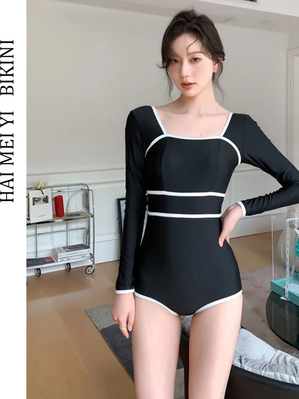 Conservative Style One-Piece Swimsuit for Women Sea Beauty 2025 New Arrival Thermal Spring Swimming Suit Slimming Design