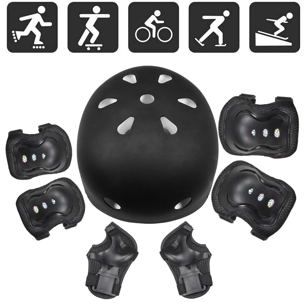 7 Teile/satz Kinder Fahrradhelm Skateboard Knieschützer, Mädchen Jungen 3-10yrs Handgelenkschützer für Sport Radfahren Fahrrad Rollschuhlaufen Roller – Detail 1