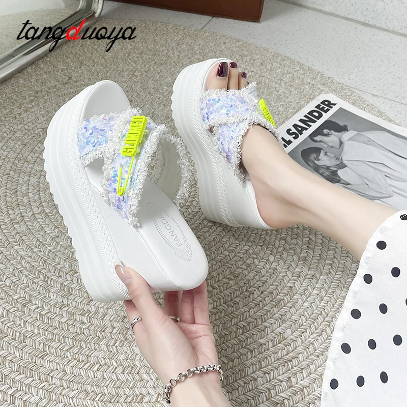 Rhinestone Sexy Sandals Platform crystals High Heels leisure Summer Wedges Sandals Woman Shoes Women platform Mules Slipper