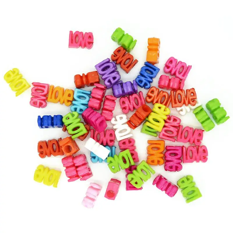 26pcs/Bag Big Hole LOVE-Shape Acrylic Bead 16mm For Hair Jewelry Making DIY Bracelet Spacer Accessories
