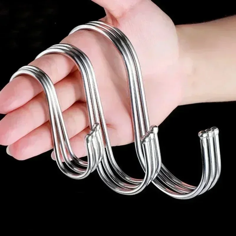 Premium stainless steel hooks, multifunctional hooks for clothes, bags, towels, homes, kitchens, and bathrooms 5pcs/10pcs