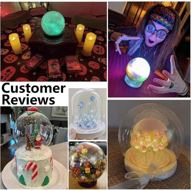 2/4/8pc Glass Display Dome Cloche with Base, Clear Mini Display Case for Crafts Plants Collectibles Home Decor
