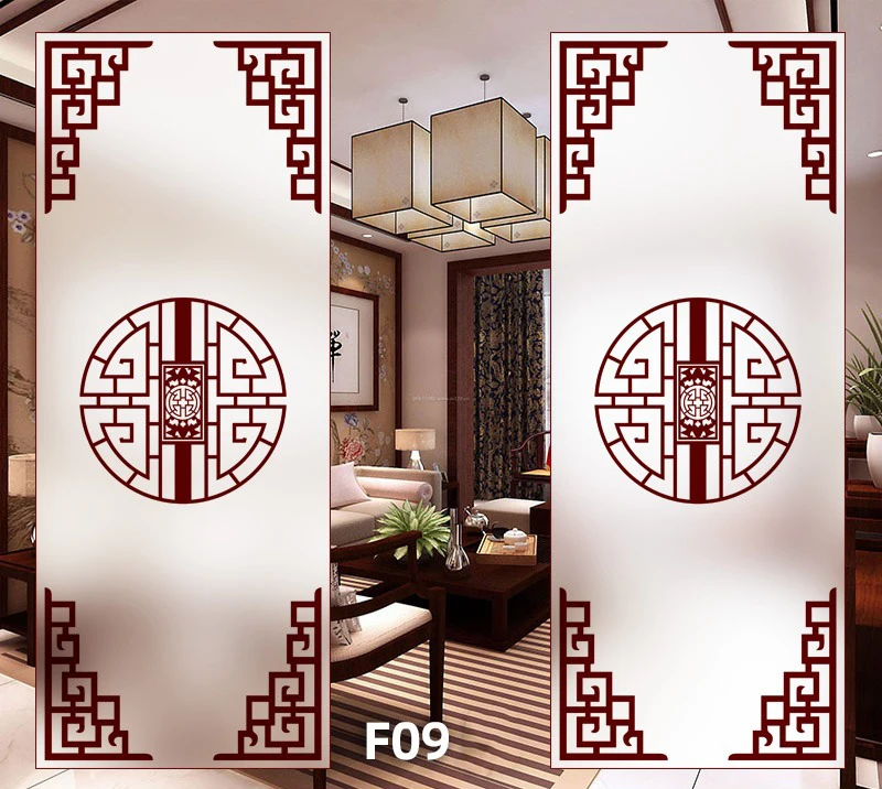 Chinese-style Static Cling Privacy Window Film Fu Frosted Stained Cling Opaque Translucent Church Glass Sticker Customized Decor