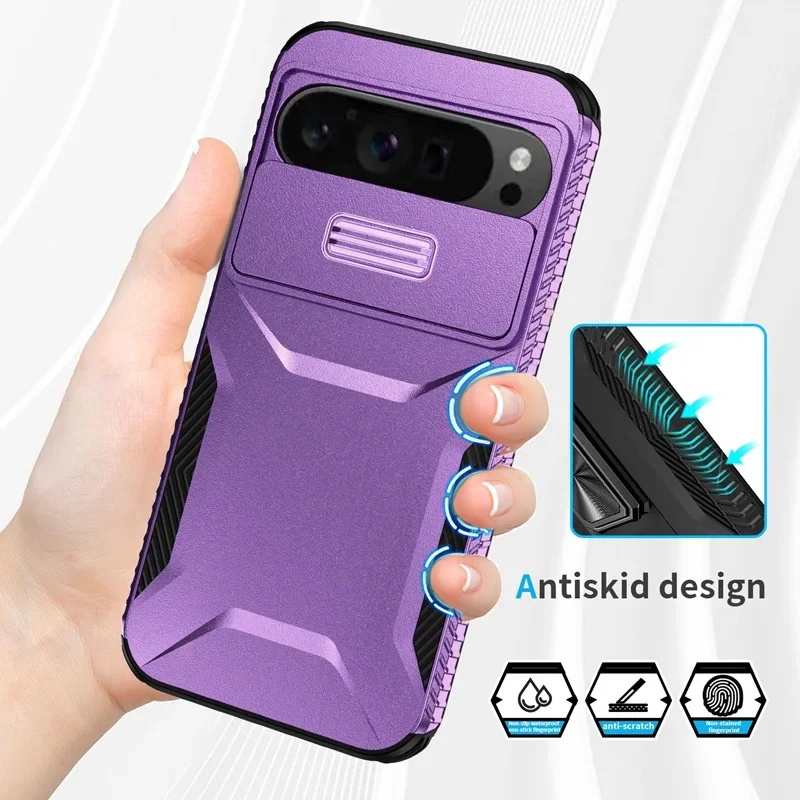 Case For Google Pixel 9 Pro XL Pixel9 Military Grade Antiskid Camera Lens Slide Cover Google Pixel 9 Pro Hard Cases Pixel9 Cover