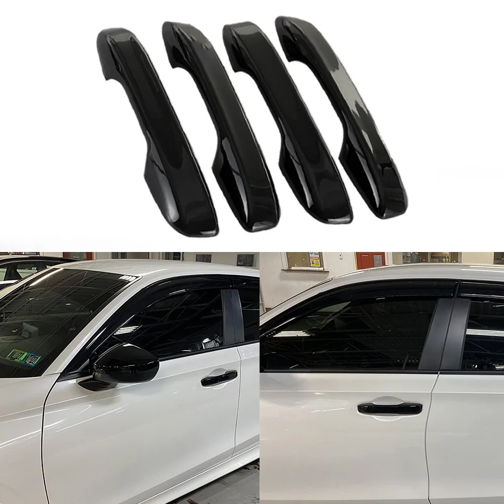 4PCS Gloss Black Door Handle Cover Trim For Honda Civic 11th Gen 2022-2026 Exterior Decorative & Protective Accessories