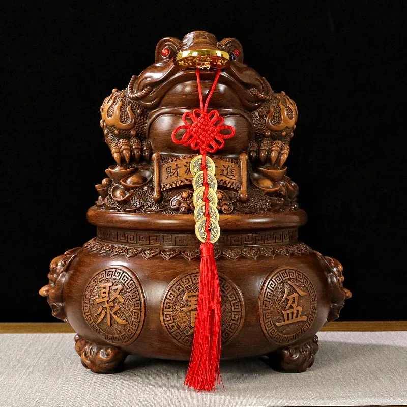 Chinese Golden Toad Sculpture Resin Ornaments Piggy Bank Crafts Living Room Wine Cabinet Decorations Opening Gifts Lucky Money