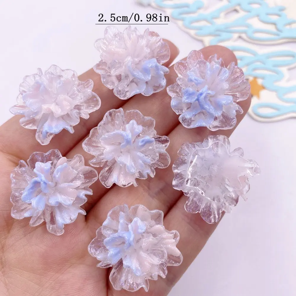 10pcs Resin Colorful Crystal Hydrangea Macrophylla Flat back Flower Rhinestone Figurines DIY Wedding Gems Scrapbook Decor Crafts