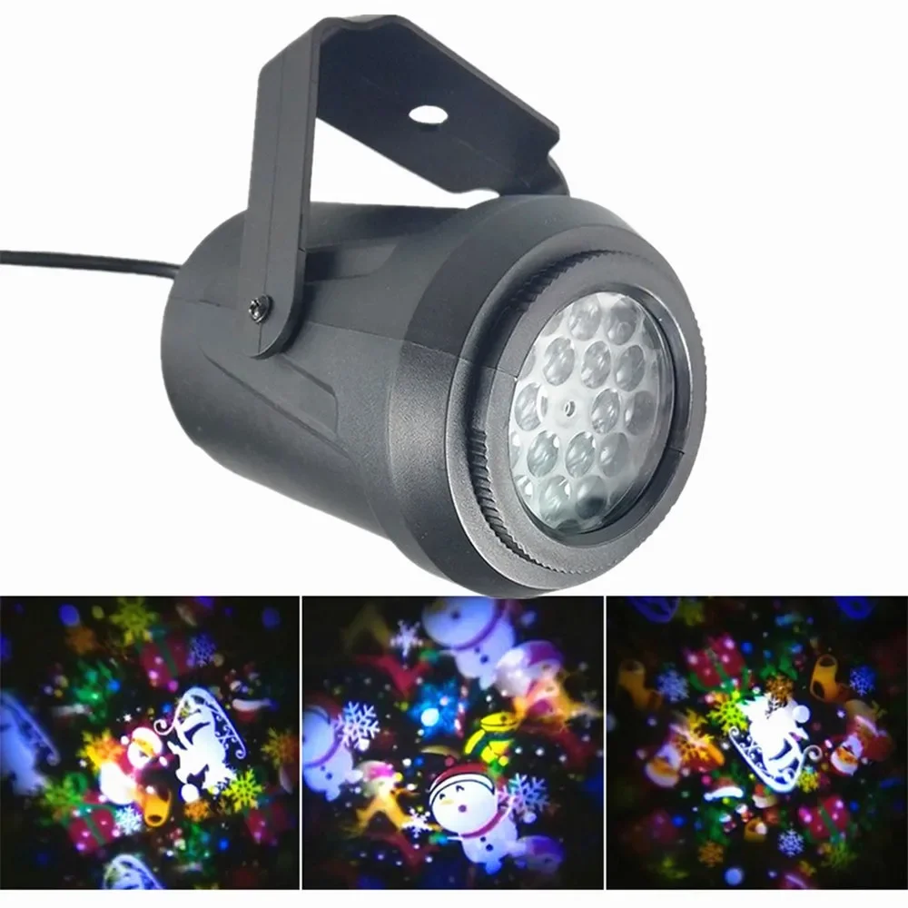 8W 16 Hoa Văn Laser Đèn LED Pha Chiếu Đèn Giáng Sinh Siêu Sáng Máy Chiếu Ngoài Trời Trong Nhà Đảng Vườn Trang Trí Phòng Đèn