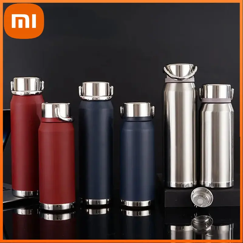 Xiaomi New 304 Stainless Steel Vacuum Large-Capacity Handle Water Bottle With Tea Partition Outdoor Portable Business Gift Cup